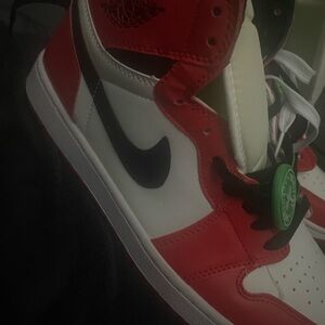 Nike Red and White High-Top Sneakers